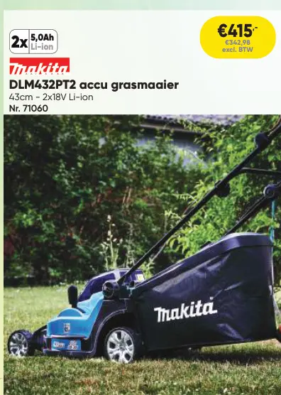 Promotie: DLM432PT2 accu grasmaaier