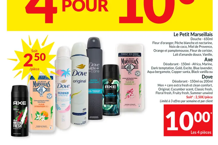Offre: Le Petit Marseillais Douche, Axe Déodorant, D