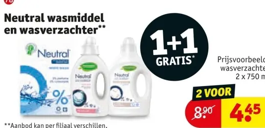 Aanbieding: Neutral wasmiddel en wasverzachter