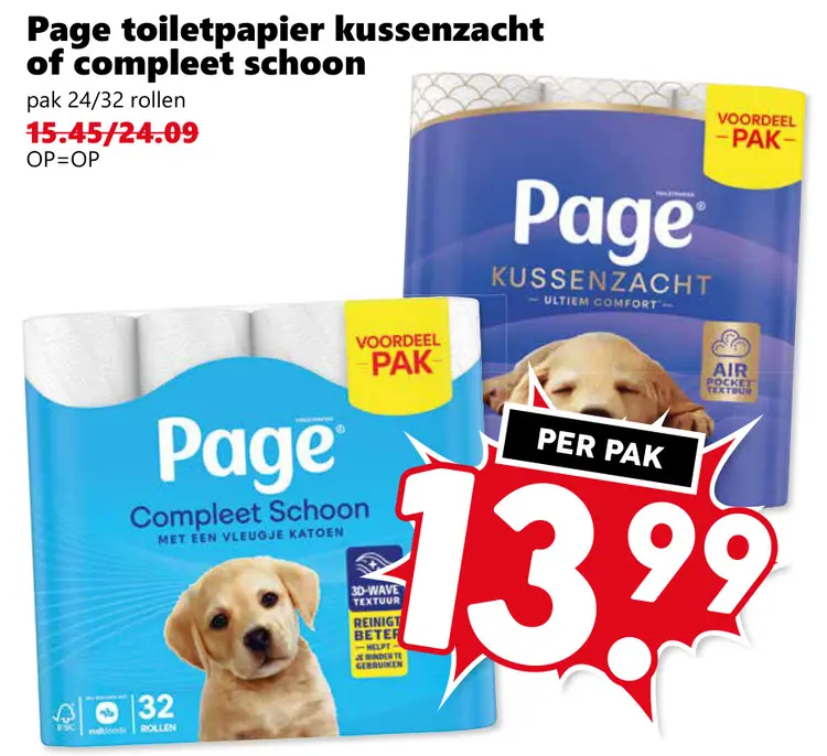 Aanbieding: Toiletpapier kussenzacht of compleet schoon