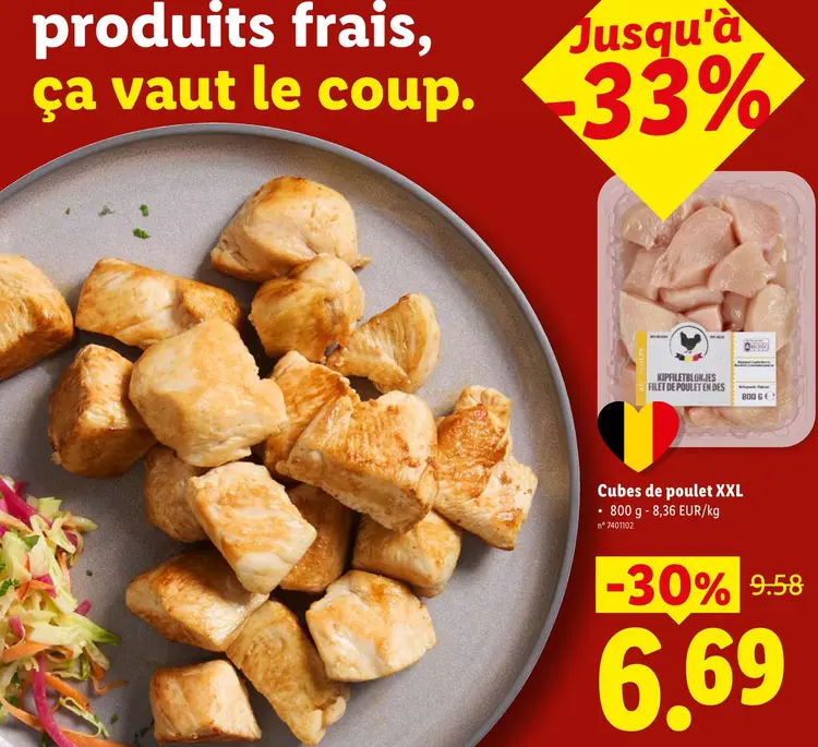 Offre: Cubes de poulet XXL