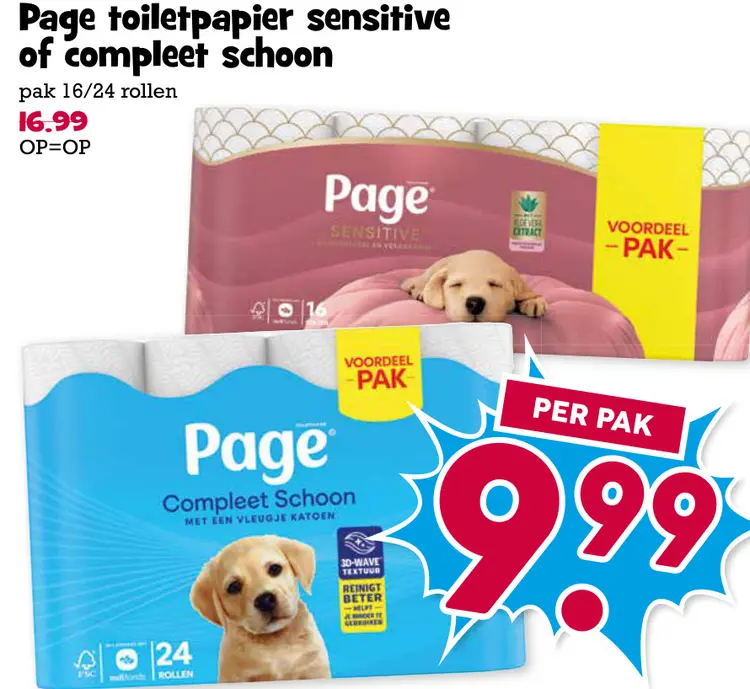 Aanbieding: toiletpapier sensitive of compleet schoon
