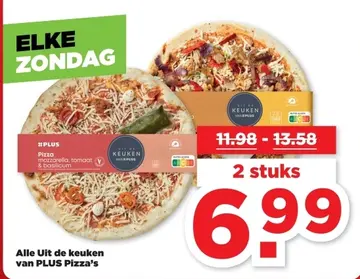 Aanbieding: Pizza mozzarella, tomaat & basilicum