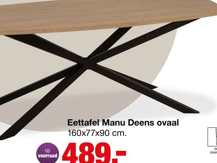 Aanbieding: Eettafel Manu Deens ovaal