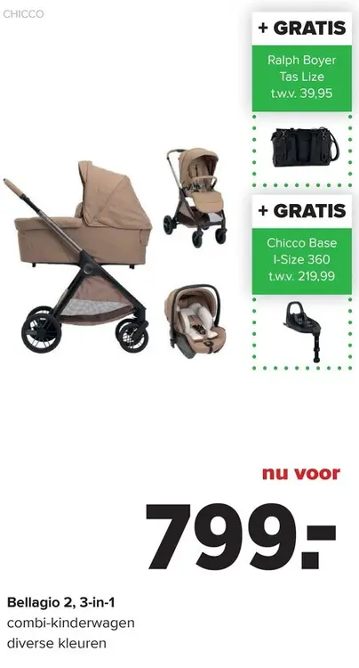 Promotie: Bellagio 2, 3-in-1 combi-kinderwagen