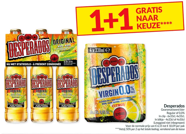 Promotie: Desperados Gearomatiseerd bier Regular of 0,0