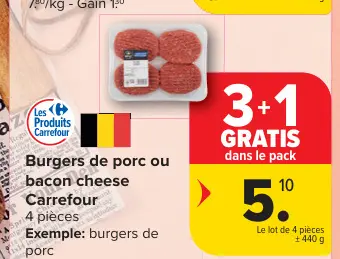 Offre: Burgers de porc ou bacon cheese