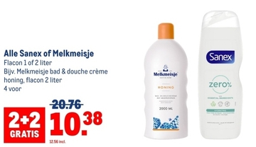 Aanbieding: Sanex of Melkmeisje bad & douche crème honing