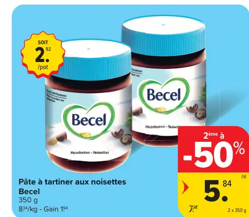 Offre: Pâte à tartiner aux noisettes