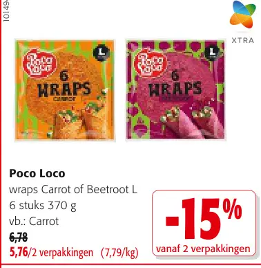 Promotie: wraps Carrot of Beetroot