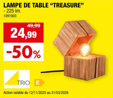 Offre: Trio Treasure lampe de table LED E14 2W brun clair