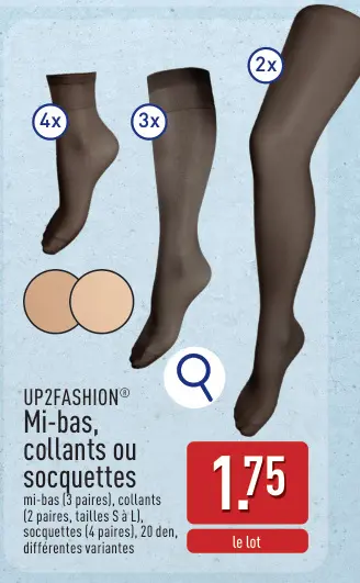 Offre: Mi-bas, collants ou socquettes