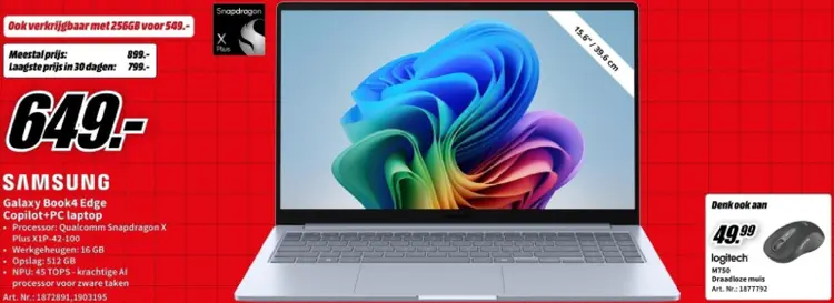 Aanbieding: Galaxy Book4 Edge Copilot+PC laptop