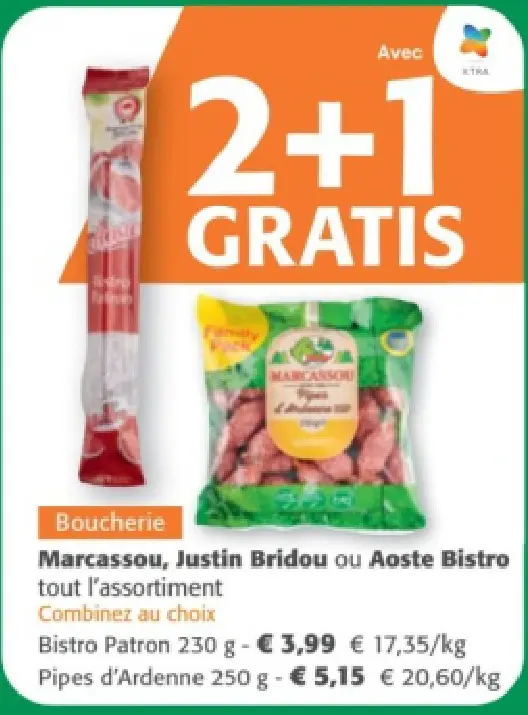 Offre: Marcassou, Justin Bridou ou Aoste Bistro tout