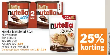 Aanbieding: Nutella biscuits of &Go!