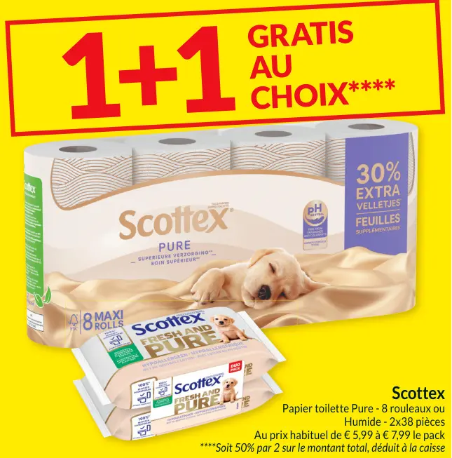 Offre: Papier toilette Pure ou Humide