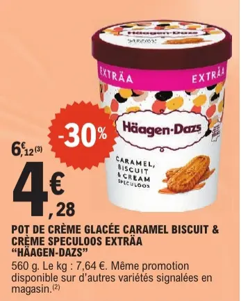 Offre: Pot de crème glacée caramel biscuit & crème s