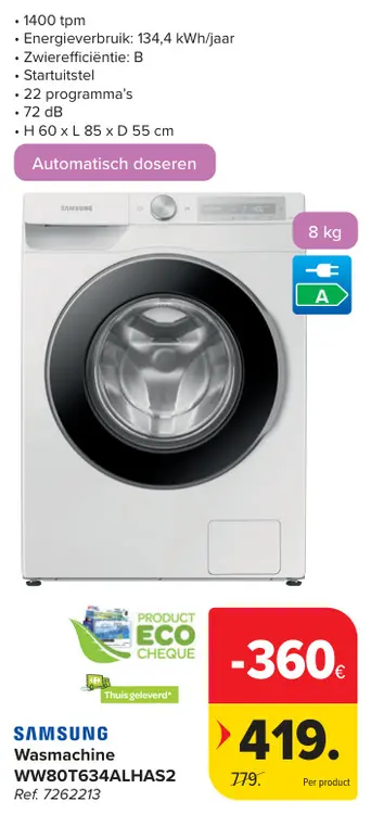 Aanbieding: Wasmachine WW80T634ALHAS2