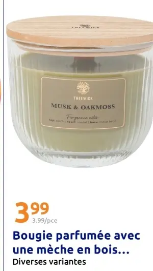 Offre: Bougie parfumée avec une mèche en bois treewick