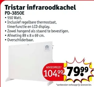 Promotie: infraroodkachel PD-3850E