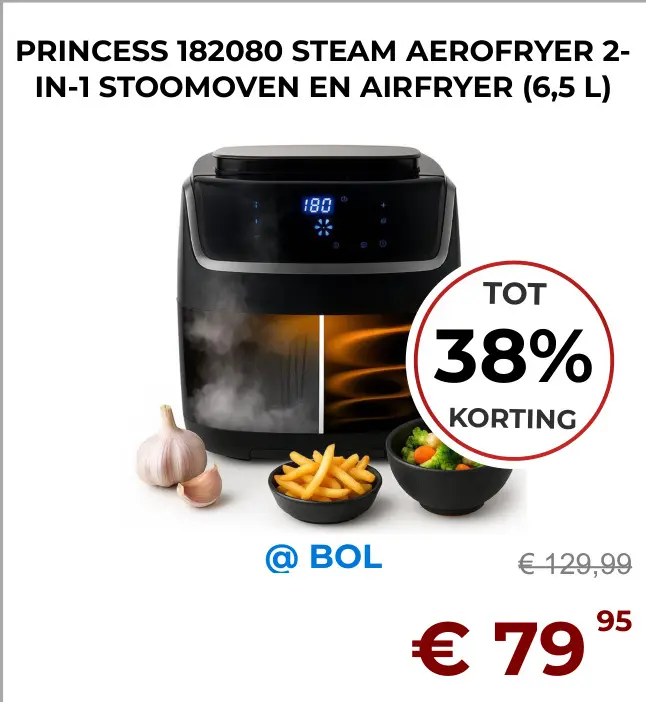 Aanbieding: Princess 182080 steam aerofryer