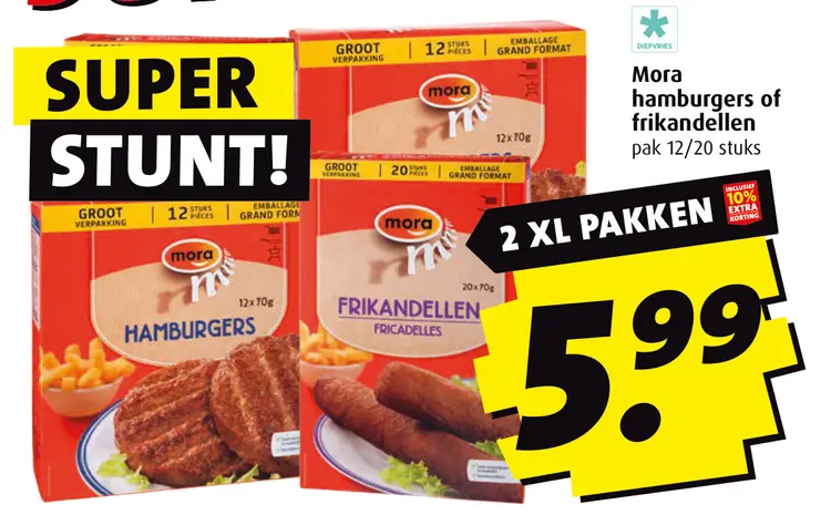 Aanbieding: Mora hamburgers of frikandellen