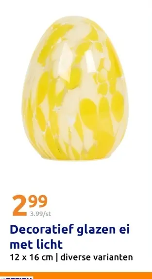 Aanbieding: Decoratief glazen ei met licht