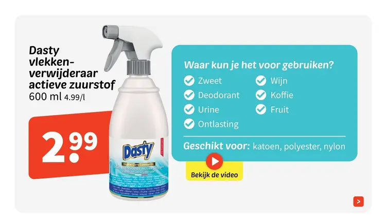 Aanbieding: Dasty vlekkenverwijderaar actieve zuurstof