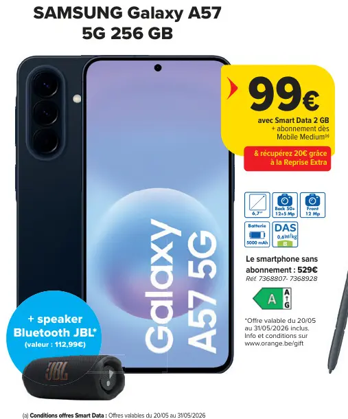 Offre: SAMSUNG Galaxy A57 5G 256 GB