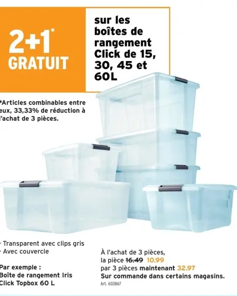 Offre: Boîtes de rangement Click