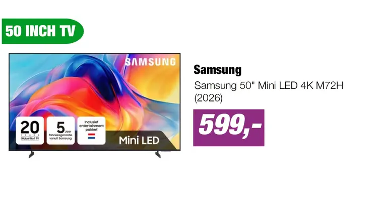 Aanbieding: Samsung 50" Mini LED 4K M72H (2026)