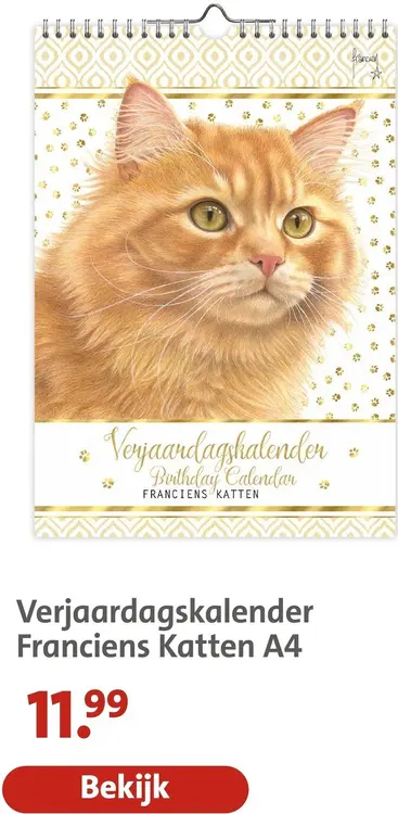 Aanbieding: Verjaardagskalender Franciens Katten A4