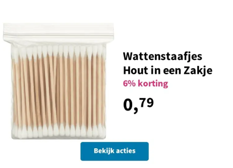 Promotie: Wattenstaafjes Hout in een Zakje