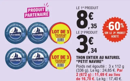 Offre: Thon entier au naturel