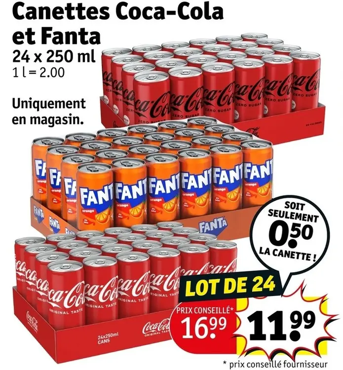 Offre: Canettes Coca-Cola et Fanta