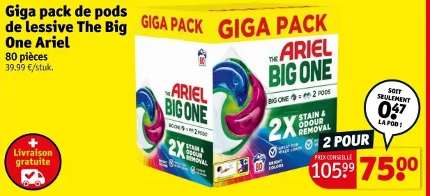 Offre: Giga pack de pods de lessive The Big One Arie