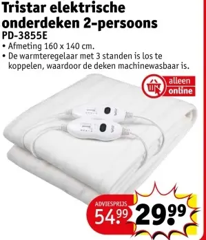 Aanbieding: Tristar elektrische onderdeken 2-persoons