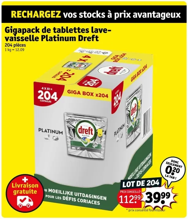 Offre: Gigapack de tablettes lave-vaisselle Platinum