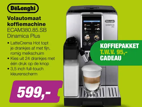 Aanbieding: DeLonghi ECAM380.85.SB Dinamica Plus Volautomatische Koffiemachine