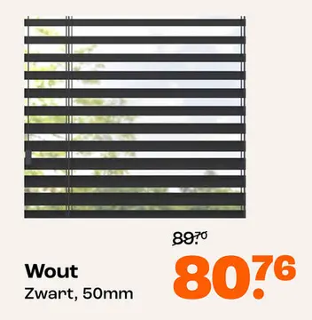 Aanbieding: Fenstr Houten Jaloezie Wout Zwart 50mm