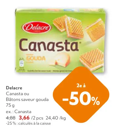 Offre: Delacre Canasta ou Bâtons saveur gouda