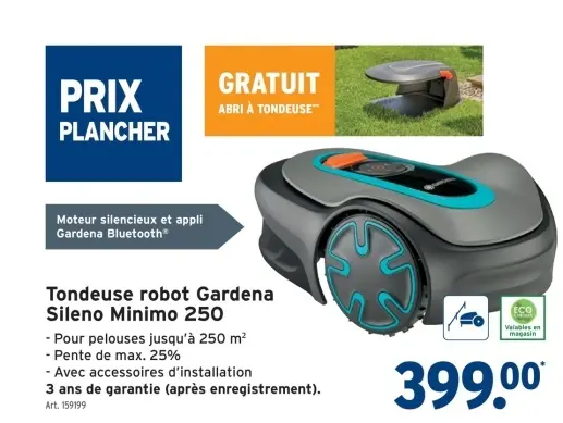 Offre: Tondeuse robot Gardena Sileno Minimo 250