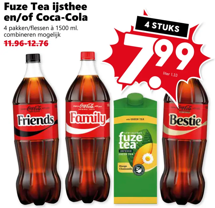 Aanbieding: Fuze Tea ijsthee en/of Coca-Cola