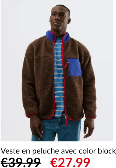 Offre: jbc Veste en peluche avec color block