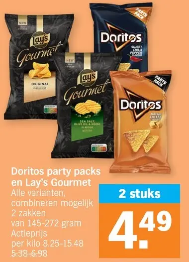 Promotie: Doritos party packs en Lay's Gourmet