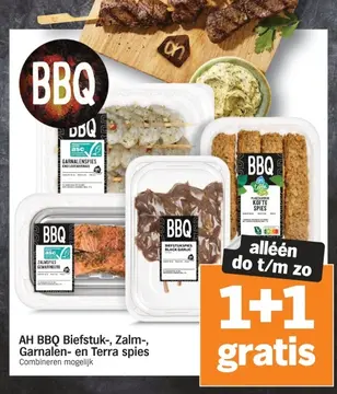 Aanbieding: AH BBQ Biefstuk-, Zalm-, Garnalen- en Terra spies