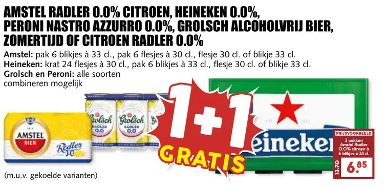 Aanbieding: Amstel radler 0.0% citroen, HEINEKEN 0.0% en meer