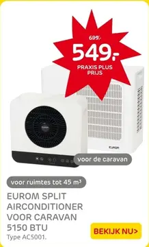 Aanbieding: EUROM SPLIT AIRCONDITIONER VOOR CARAVAN 5150 BTU