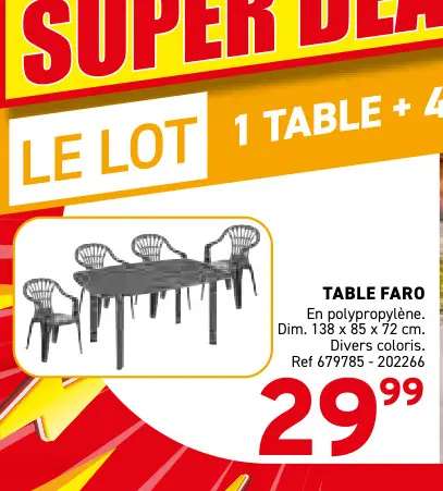 Offre: Table faro