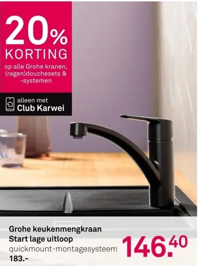 Aanbieding: Keukenmengkraan Start lage uitloop